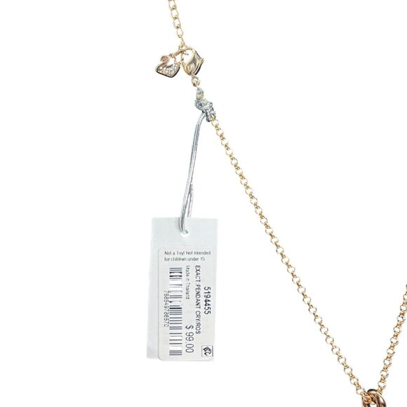 Swarovski Rose Gold Tone Rolo Chain Necklace With Crystal Exact Pendant (6007) - Picture 5 of 7